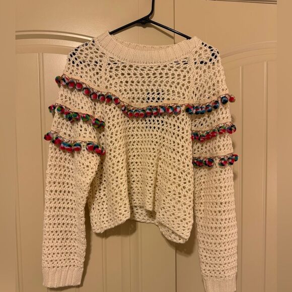 NWT Women’s Haute Rogue Kelly Pom Pom Crocheted Sweater | Small - Picture 5 of 10